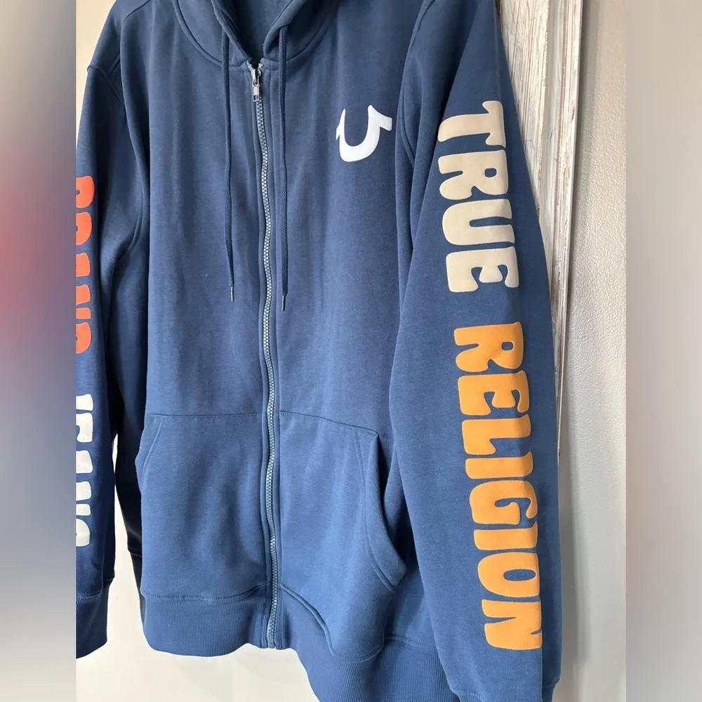 True Religion Men's Track Jacket Size XL Full Zip Hooded Great!